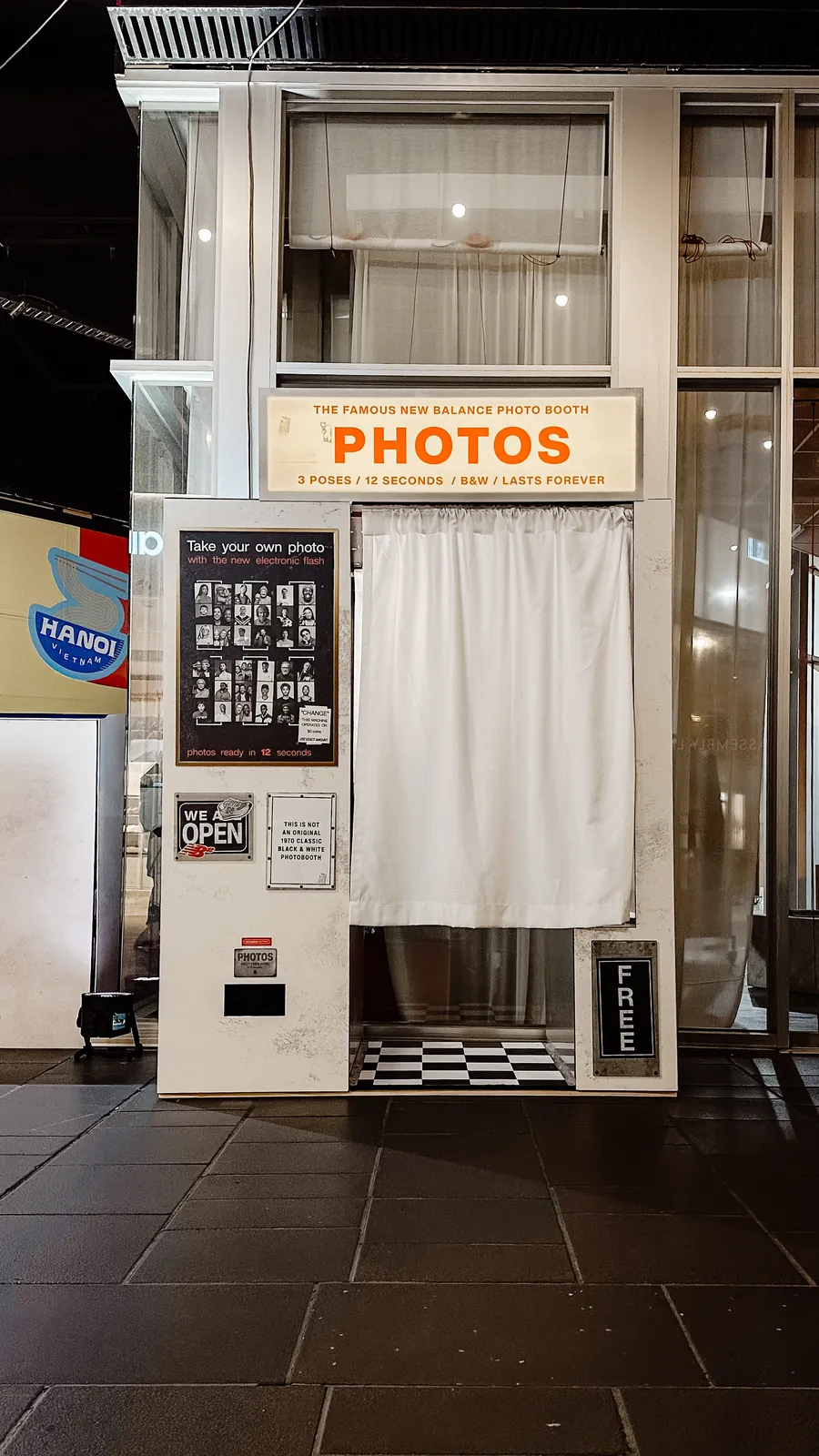 Booth under a lightbox reading The Famous New Balance Photo Booth